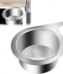 abordables -Cesta de drenaje de acero inoxidable para fregadero de cocina, cesta de colador de drenaje de cisne multifuncional, colador de frutas para colgar grifo, cesta de filtro de alimentos, cesta de drenaje