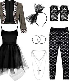 abordables -Rétro Vintage Années 1980 Chic Robe Costume de cosplay Tenues Pop Star Bascule Déguisement Femmes Mascarade Soirée Défilé de la Fierté Mois des Fiertés Adulte 1 Paire de boucles d'oreilles Haut Robe