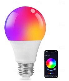 זול -נורת LED חכמה A19 E27 RGB נורת חכם – Bluetooth  WiFi שינוי צבע דימר 10W LED עם סינכרון מוסיקה עובד עם אפליקציית טויה