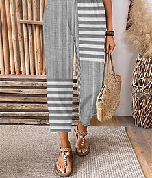 economico -Pantaloni capri da donna taglie UE/USA, chino, lunghezza al polpaccio, naturali, con stampa a quadri, patchwork, eleganti, traspiranti, morbidi, per esterni, microelastici, casual, quotidiani, festival.