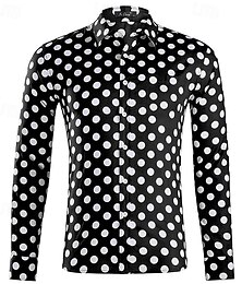billiga -Herr Skjorta Sommarskjorta Casual skjorta Strandskjorta Knapp upp skjorta Svart Vit Rodnande Rosa Rubinrött Långärmad Prickig Kavajslag Semester Helgdag Button-Down Kläder Polyester Mode Ledigt Bekväm
