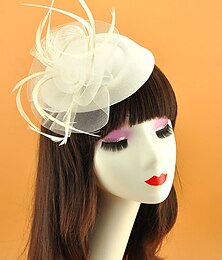 abordables -Aderezo Tulle Boda Elegante Vintage Con Adorno de Tulle Accesorio para la Cabeza Sombreros Fascinadores Vestido de Día de Carreras