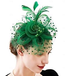 economico -cappello fascinator donna festa del tè fascia fiore cocktail maglia piume fermaglio per capelli cappello kentucky derby matrimonio