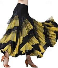 economico -gonna lunga elegante da ballo latino da donna con orlo a strati