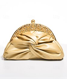 economico -pochette da sera in similpelle da donna – borsa con nodo vintage decorato con strass per matrimoni, feste ed eventi formali colore argento nero bianco