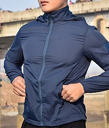 economico -Per uomo Giacca leggera Giacca di pelle Giacca sportiva Esterno Da mare Campeggio e hiking Asciugatura rapida Anti-UV Morbido Tasche Estate Tinta unica Di tendenza Streetwear Con cappuccio