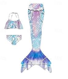 voordelige -Kinderen Voor meisjes Zeemeermin zwemkleding Zwempak Feestdagen Strand Weegschalen Vakantie Tropisch Badpakken 4 jaar + Zomer Licht Roze Geel