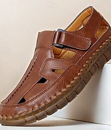 economico -sandali da pescatore in similpelle marrone da uomo con cinturino in velcro, design traspirante e suola comoda per l'estate, le attività all'aperto e l'abbigliamento da spiaggia