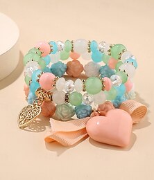 abordables -Bracelet de perles Femme Fantaisie Précieux Mode Luxe Bracelet Bijoux Rose Bleu Forme Géométrique pour Soirée