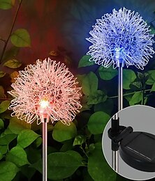 economico -2 pezzi di luce solare esterna a forma di dente di leone in alluminio con sfera da giardino a LED, luce da paesaggio, nessun cablaggio richiesto per cortile, percorso, terrazza, aiuola, campeggio,