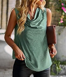 abordables -Top de tirantes para mujer de color liso estiloso casual sin mangas cuello drapeado regular negro rosa verde caqui verano primavera