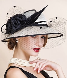 economico -cappelli cappello a bombetta / cloche in lino cappello da pescatore cappello da sole matrimonio festa del tè elegante matrimonio con piume copricapo copricapo