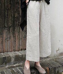 baratos -Mulheres Shorts de algodão e linho Calças inspiradas em linho Calças de linho de algodão Moda Roupa de rua Básico Mimolet Cintura Média Tecido Bolsos Com Cordão Conforto Exterior Micro-Elástica