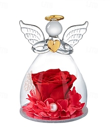 economico -1 pz, angelo rosa eterno con 1 rosa, amore che non sbiadisce mai, regalo per lei, San Valentino, compleanno, Natale, materiale in vetro, non richiede alimentazione, casa &decorazione da cucina, adatta