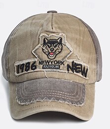 halpa -Miesten Pesäpallolippis Aurinkohattu Kuorma-auton hattu Musta Sininen 100% puuvillaa Kirjailtu Muoti Vapaa-aika Päivittäin Viikonloppu Susi Kirjain Säädettävä Aurinkovoide Hengittävä