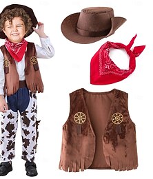 preiswerte -Cowboy Halloween Cosplay Kostüm Outfits Cosplay Kinder Jungen Mädchen Halloween Karneval Leistung Party Einfache Halloween-Kostüme Verkleiden