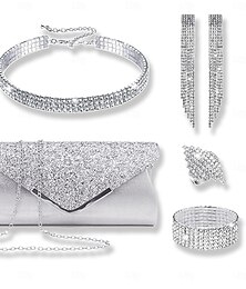 economico -I monili nuziali 1 Lega Anelli Collane Bracciali Per donna Moda Lusso Romantico Fantasia Gioia Di forma geometrica Parure di gioielli Per Feste