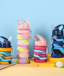 economico -bottiglia d'acqua pieghevole in silicone - a prova di perdite, senza BPA &salvaspazio per escursioni & viaggio