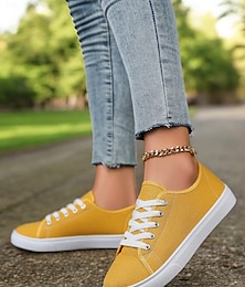 abordables -Zapatillas de lona con cordones para mujer: zapatillas clásicas y cómodas para uso diario, perfectas para salidas informales y aventuras de fin de semana.
