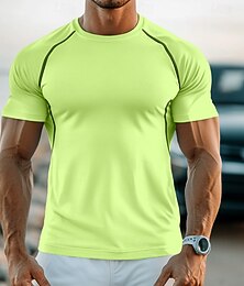 voordelige -Voor heren T-shirt Spier shirt Vochtafvoerende overhemden Korte mouw Strakke ronde hals Zomer Effen Sport Lichtgewicht Sportief Sportief Fitness sportscholen Zwart Wit Zwart Top T-shirt voor mannen