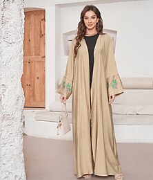 お買い得  -女性用 アバヤ ローブ 着物 ドバイ イスラム教 アラビア語 イスラム教徒 ラマダン 刺しゅう 成人 ドレス デイリーウェア