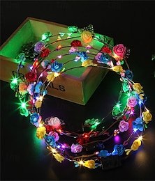 abordables -Couronne de fleurs à LED, guirlande florale lumineuse avec 10 LED pour femme &filles parfaites pour les mariages, les festivals et les fêtes