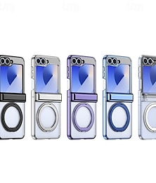 economico -telefono Custodia Per Samsung Galaxy Z Flip 7 Z Flip 6 Z Flip 5 Copertura Posteriore con Supporto Magnetico Supporta la Ricarica Wireless Retrò Placcatura PC