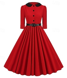 preiswerte -Retro Vintage 1950er Cocktailkleid Kleid A-Linie Damen Karneval Neujahr Maskerade Alltagstauglich Junggesellinnenabschiedsparty Erwachsene Kleid