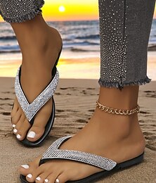voordelige -Dames slippers met strass-versiering – stijlvolle en comfortabele casual sandalen voor de zomer, het strand en de vakantie