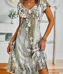 ieftine -Pentru femei Rochie Mini Rochie casual Casual Zilnic Fit regulat Floral Manșon scurt Stil Nautic Albastru piscină Mov Trifoi Vară