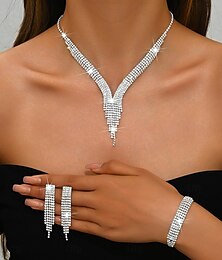 economico -I monili nuziali 1 Lega 1 bracciale Orecchini Collane Per donna Moda Lusso Romantico Fantasia Gioia Di forma geometrica Parure di gioielli Per Abiti da sera per feste