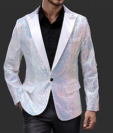economico -Per uomo Giacca Attività commerciale Cocktail party Ricevimento di matrimonio Vintage Di tendenza Primavera Autunno Poliestere Tinta unica Bottoni Tasche Comodo Monopetto Giacca Bianco