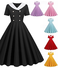 preiswerte -Retro Vintage 1950er Kleid Swing-Kleid Damen Karneval Maskerade Alltagskleidung Junggesellinnenabschiedsparty Erwachsene Kleid Abschlussballkleider