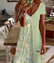 economico -Abito mini donna Abito petite Abito T-shirt Abito tee Abito estivo Abito ad A Elegante Vintage Elegante Vacanza Compleanno Casual Vestibilità normale Floreale Grafica Paisley Manica corta Scollo a V