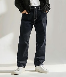 preiswerte -Herren Chino Hosen Jeans Zip Knopf Tasche Feste Farbe Kein Eisen In voller Länge Outdoor Urlaub Casual Urlaub Vintage Schwarz Mikro-elastisch
