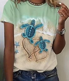 preiswerte -Damen T Shirt Blumen Grafik Rose Elegant Vintage Mode Kurzarm Rundhals Normale Oberteile Täglich Ausgehen Wochenende Druck Weiß Hellgrün Blau Staubiges Blau Braun Sommer