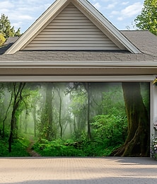 economico -Decorazioni per porte a tema paesaggio foresta copertura porta garage striscione esterno grande sfondo per decorazioni da parete per garage e casa durante le festività