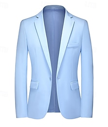 economico -Per uomo Giacca Attività commerciale Cocktail party Ricevimento di matrimonio Di tendenza Informale Primavera Autunno Lino Liscio Bottoni Tasche Comodo Monopetto Giacca Nero Giallo Blu marino Azzurro