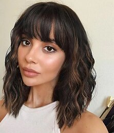 economico -Capelli umani di Remy Chiusura 5x5 13x4 Pizzo Frontale Parrucca Con frangia Brasiliano Onda naturale Marrone Multicolore Parrucca 130% 150% Densità dei capelli con i capelli del bambino Capelli