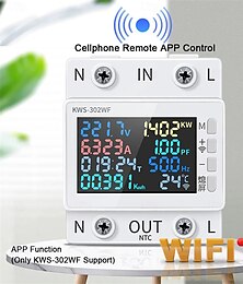 お買い得  -tuya wifi 8in1 電力計 カラースクリーン 2p 多機能 AC エネルギーメーター 携帯電話でリモート アプリ制御 170-270v/63a