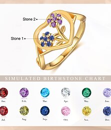 abordables -Bague personnalisée de fleurs meilleur cadeau pour maman – bijou de pierre de naissance et nom cadeau unique pour la fête des mères la Saint-Valentin bijou d'anniversaire pour maman partenaire amie