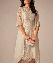 economico -giacca copricostume in chiffon da donna tinta unita elegante alla moda mezza manica champagne estate primavera