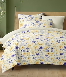 economico -Copertura per piumone floreale set di biancheria da letto singolo copripiumino morbido e leggero con 2 federe per estate e primavera
