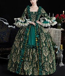 abordables -ancien Rococo Renaissance Maxi Robe Normal Juliette Princesse Reine Elizabeth Plissé Volanté Princesse Col carré Déguisement Femmes Halloween Carnaval Mascarade Performance Soirée Halloween Adultes