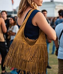 economico -borsa a tracolla con frange boho da donna – borsa vintage in finta pelle scamosciata per festival musicali, uscite informali e viaggi