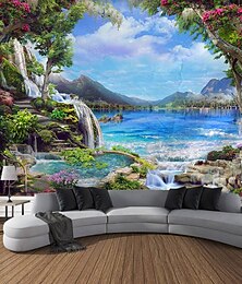 رخيصةأون -لوحة فنية معلقة على الحائط من نسيج مزخرف بمناظر طبيعية لنباتات البحر الحالمة، لوحة جدارية كبيرة لتزيين خلفية الصورة، بطانية وستارة، غرفة نوم، غرفة معيشة، ديكور منزلي