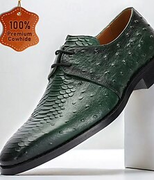 levne -pánské zelené boty oxford z pravé kůže – luxusní šněrovací boty s krokodýlím vzorem na kentucky derby a svatby