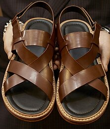 economico -sandali classici da uomo con cinturino incrociato in pelle pregiata, eleganti e comodi per l'uso quotidiano e le uscite casual