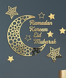 levne -Nálepky na zeď zrcadlo ramadán – eid festivalové zrcadlové obtisky, volně kombinovatelné nástěnné dekorace pro sváteční atmosféru