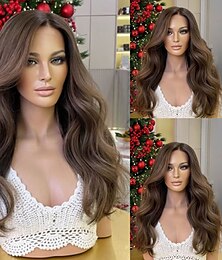 baratos -Cabelo humano remy Fechamento 5x5 13x4 Lace Front Peruca Parte livre Cabelo Brasileiro Ondulado Ruivo Peruca 130% 150% Densidade do Cabelo com o cabelo do bebê Riscas Naturais 100% Virgem Sem cola